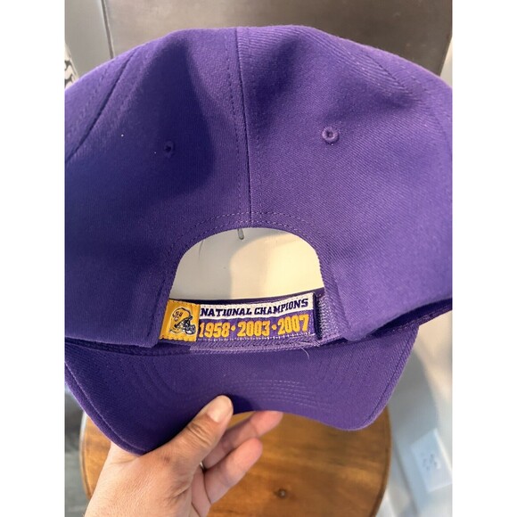 LSU TIGERS 3-Time National Championship Embroidered Strapback Hat BCS Patch - Picture 3 of 5